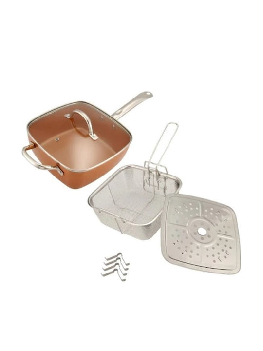 Tigaie Din Cupru Cu Capac Cu Acoperire Ceramică 12.7cm