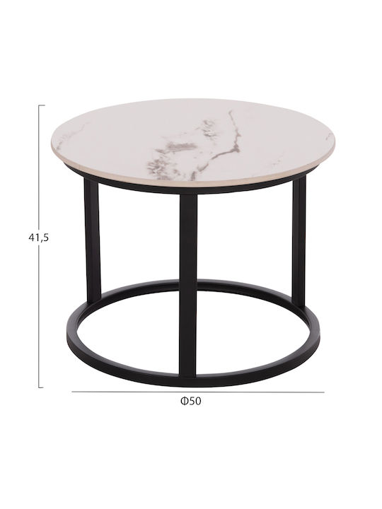 Rund Beistelltisch Talos Metall White Marble 2Stück B70xT70xH45.5cm
