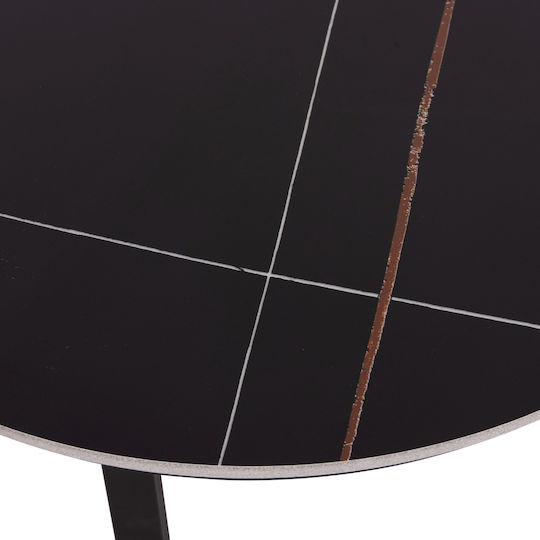 Round Side Table Talos Metal Black Ceramic 2 Pieces W70xL70xH45.5cm