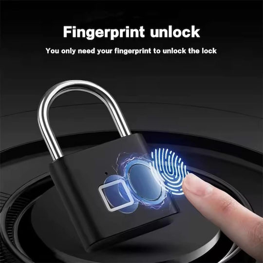 Padlock Brass With Fingerprint 76mm Black 1pcs