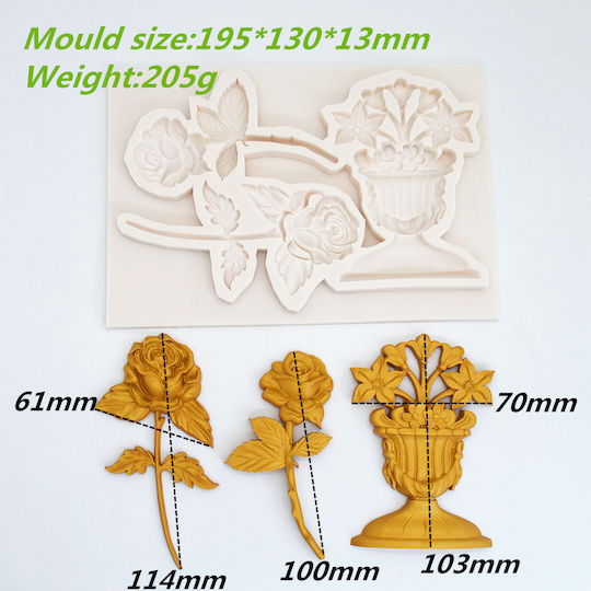 Silicone Mold Flowers Flowerpot 19.5x13x1.3cm