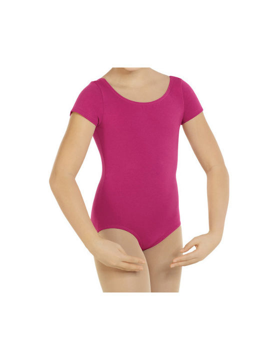 Short-sleeved Kids Dance Bodysuit Purple