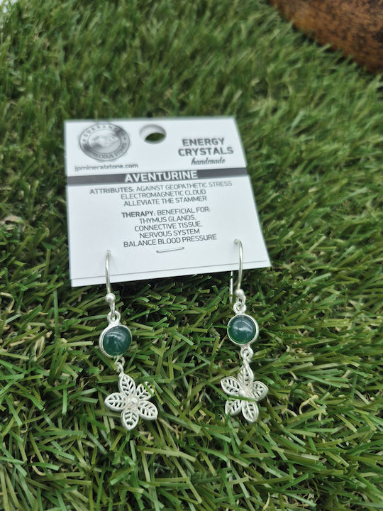 Silver Plated Women's Pendant Earrings Green Aventurine – Natural Beauty & Positive Energy
