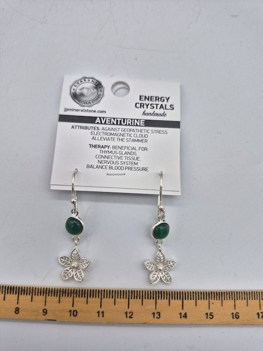 Silver Plated Women's Pendant Earrings Green Aventurine – Natural Beauty & Positive Energy