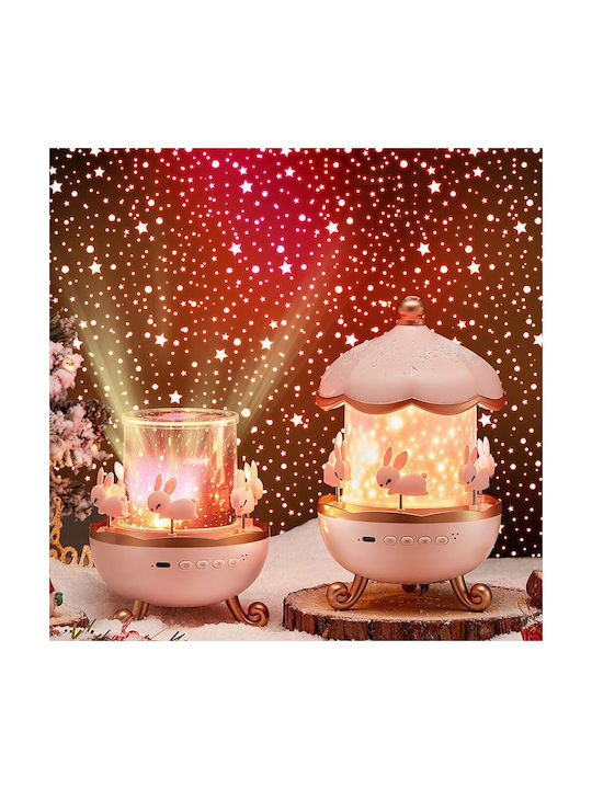 Rotating Kids Projector Lamp with Design Projection Pink 19.1x11.8x11.8εκ.