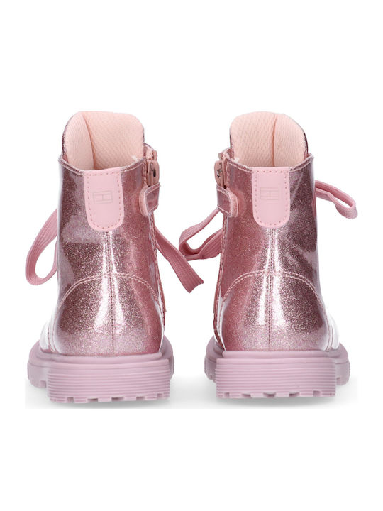 Kids Boots from Patent Leather with Zipper Pink