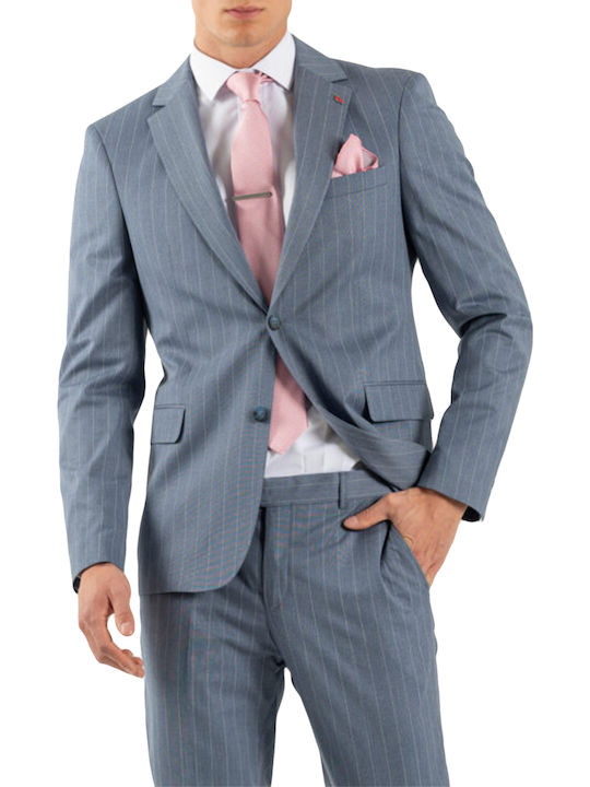 Men's Suit Striped light blue