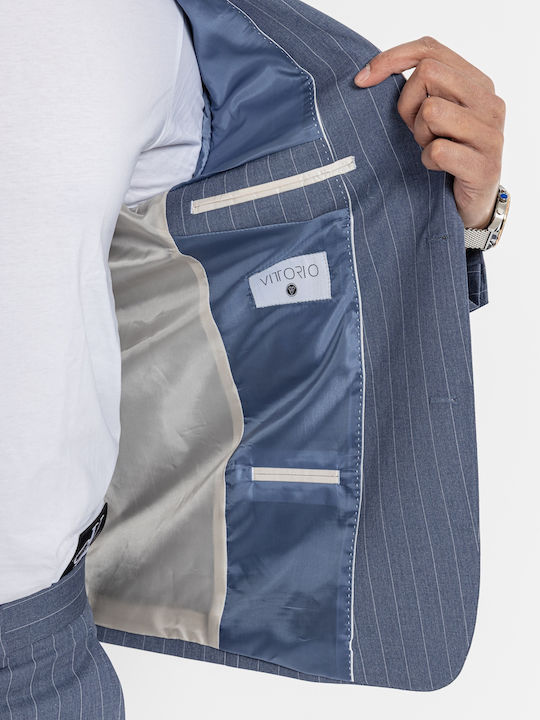 Men's Suit Striped light blue