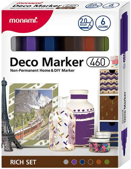 Acryl-Dekorationsmarker Deco Marker B 460 6 Farben Rich Monami