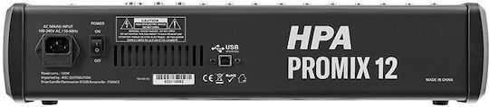 HPA Digital Mischpult 12 Kanäle mit Phantom Power & 20 XLR-Eingänge & Bluetooth