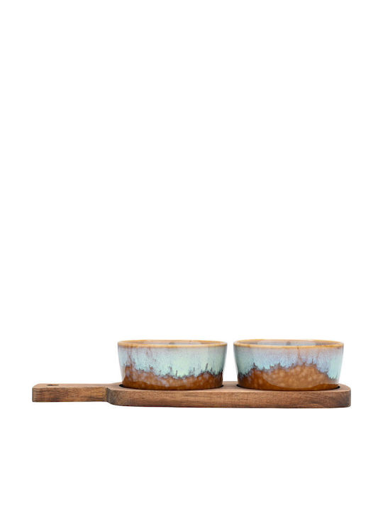 Estia Ceramic Dessert Divided Serving Plate with 2 Slots Allure Multicolour Ø9.5cm 9.5x25cm