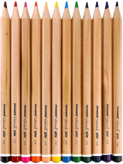 Jumbo Chunky Pencil Crayons 12 Colors Natural Flamingo