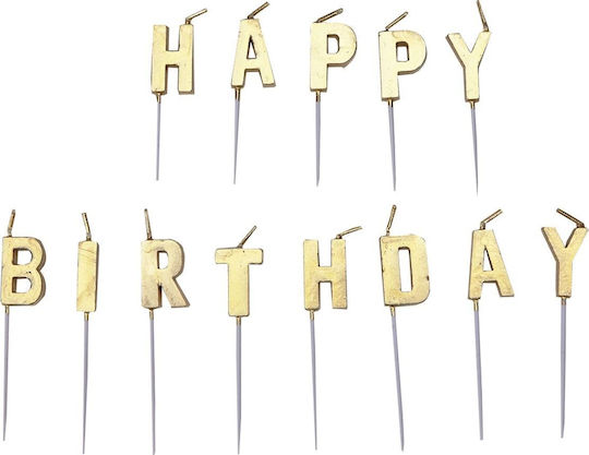 Amscan Birthday Candle Happy Birthday in Gold Color 9904370