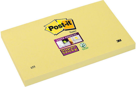 Αυτοκόλλητα Χαρτάκια 3m Post-it 76 X 127 Mm Super Sticky Κίτρινα 90 Φύλλα 655-12sscy-eu Mmm65512sscyeu