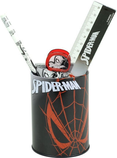 Gim Spiderman Kids Stationery Set with Pencil, Sharpener, Eraser, Notepad, Ruler and Pencil Holder 7pcs