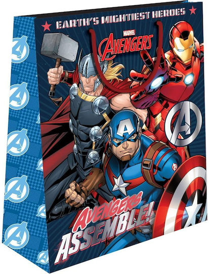 Foil Paper Bag for Gift with Theme "Avengers" Multicolored 18x23x11cm.