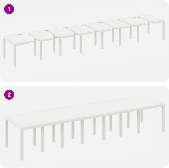 Τραπέζι Εξωτερικού Χώρου Rattan Λευκό 400x100x73εκ.