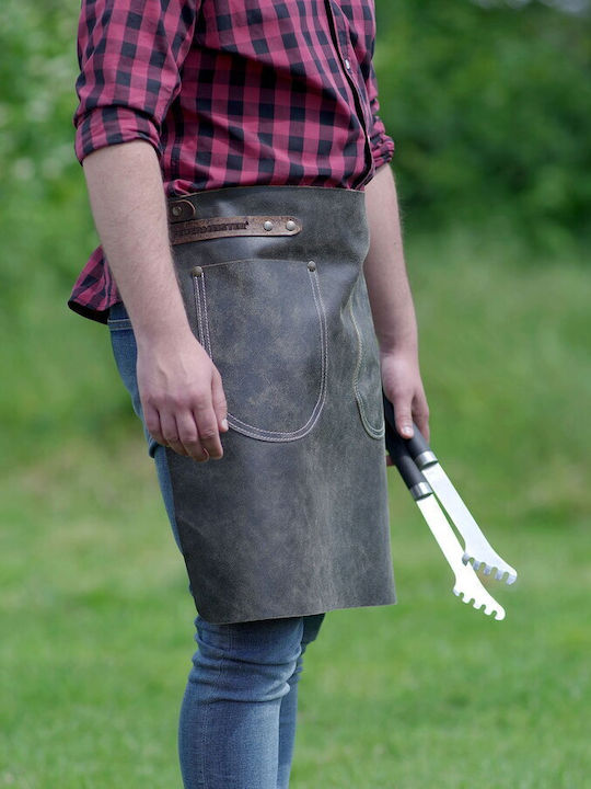 Feuermeister Premium Short Leather Grill Apron Feuermeister Antique Șorț de Bucătărie Gri 80x100cm 8751030203 1buc