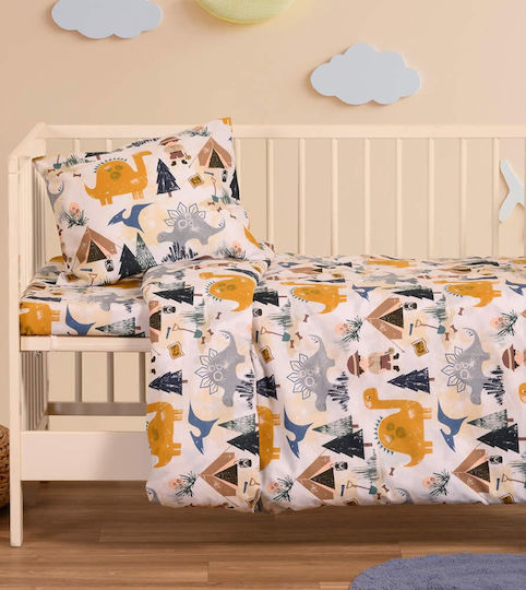 Melinen Σετ Βρεφικά Σεντόνια Κούνιας Βαμβακερά Explorer Blue 120x170εκ. 3τμχ