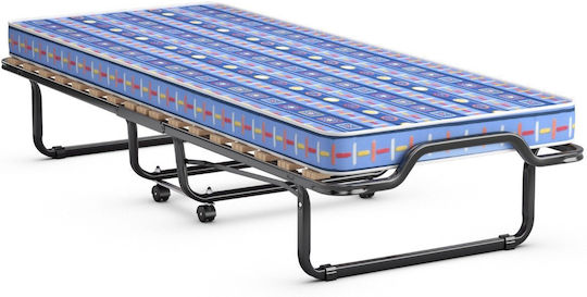 Folding Guest Bed with 10cm Mattress Single Blue 200x80cm