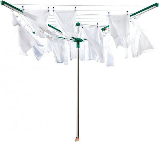 Leifheit Linomatic 500 Deluxe Folding Floor Clothes Drying Rack for Garden Metallic with 50m Hanging Length