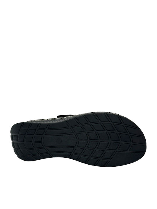 Women's Flat Sandals with Strap in Black Color