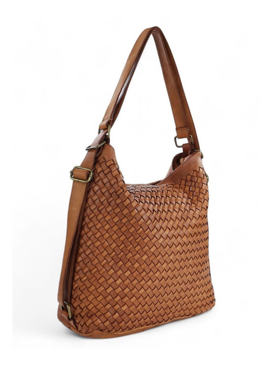 Damen Rucksack aus Leder in Tabakbraun