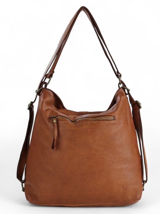 Damen Rucksack aus Leder in Tabakbraun