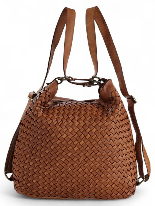 Damen Rucksack aus Leder in Tabakbraun
