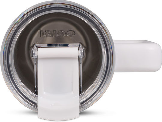 Igloo Handled Tumbler Thermos Plastic 1.183lt WHITE with Straw and Handle