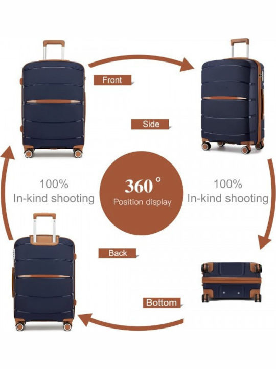 Miss Lulu Reisekoffer Kabine Marineblau und Braun mit 4 Räder Höhe 55cm