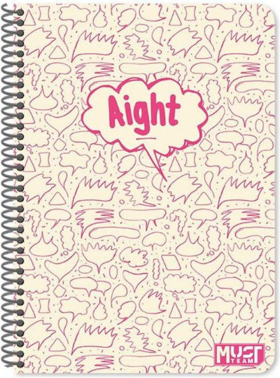 Must Team Spiral Notebook Ruled B5 60 Sheets 2 Subjects 1pcs (Μiscellaneous Designs)