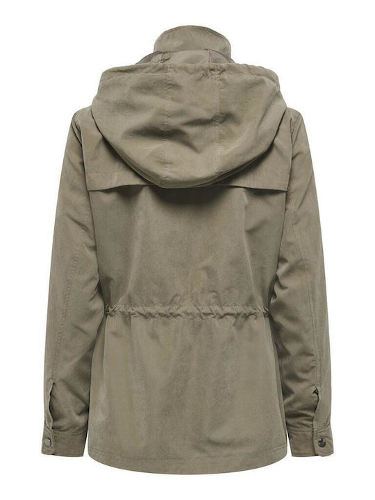 Μακρύ Γυναικείο Μπουφάν για Χειμώνα Grey / Stone Gray