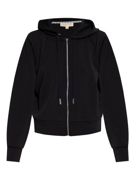Cropped Women's Sweatshirt Jacket Hooded Black