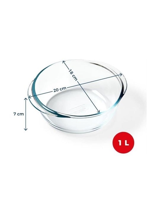 Pyrex Rotund Vas de Gătit Rezistent la Căldură Sticlă 1000ml 1buc