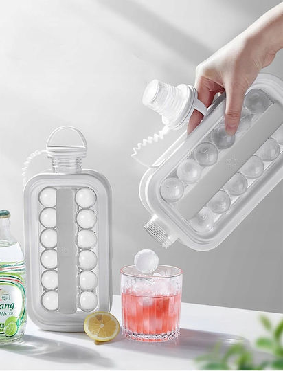 Formă De Gheață Rotundă Din Plastic Cu Capac Albă