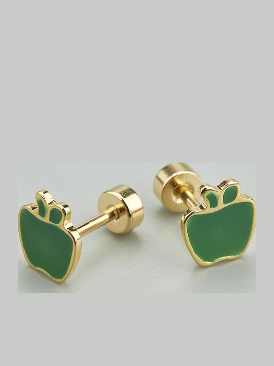 Apple Hypoallergenic Gold Plated Kids Earrings Studs from Steel