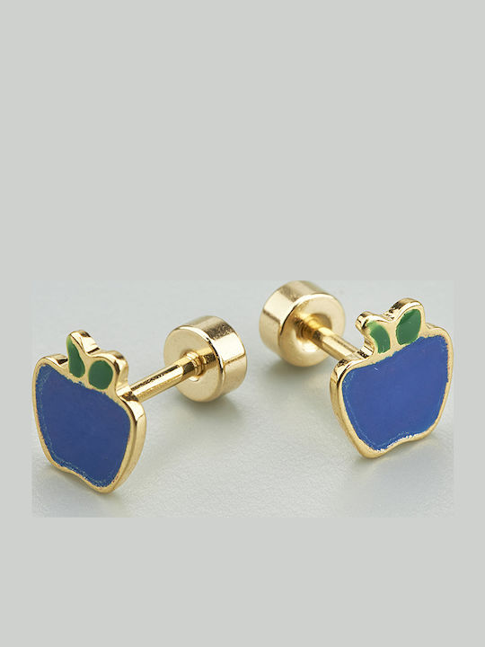 Apple Hypoallergenic Gold Plated Kids Earrings Studs from Steel