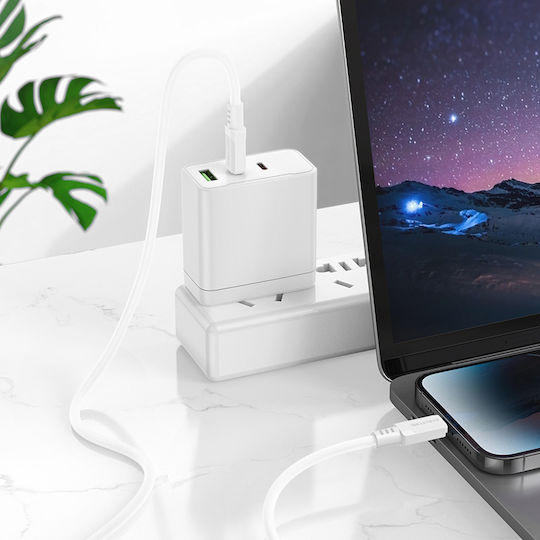 Borofone Редовна USB-C към Lightning кабел 27W Бял 1м (4692)