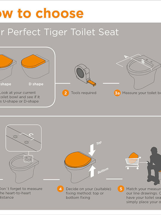TIGER Plastic Toilet Seat White 37.3cm