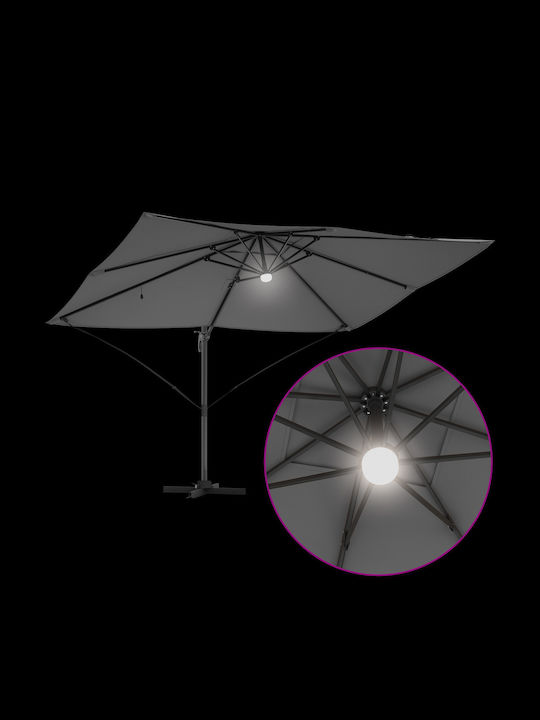 Umbrelă Suspendată Din Aluminiu Gri 2.2x2.2m