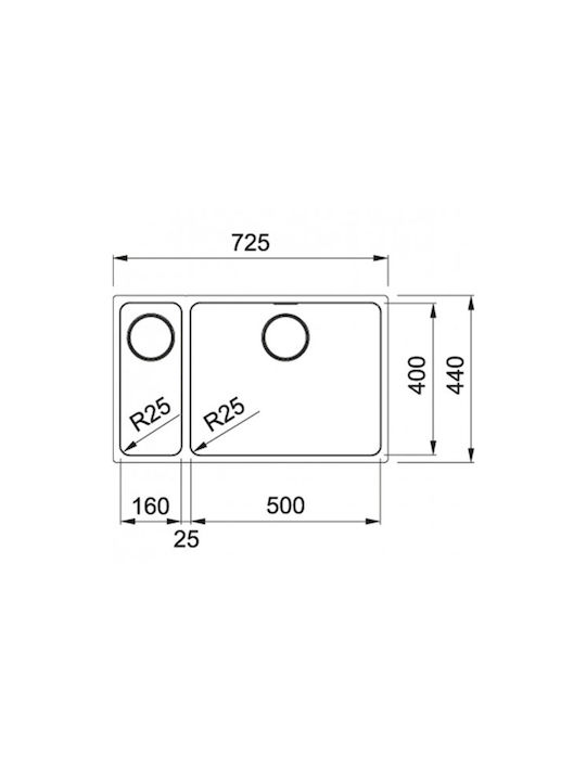 Franke Mythos Myx 160-50-16 3012500628 Undermount Sink Right Inox W72.5xD44cm Silver