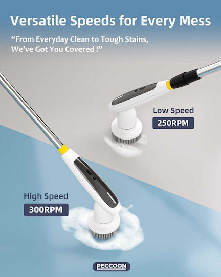 Electric Cleaning Brush Bathroom Adjustable Handle White Adjustable Handle