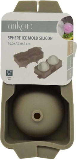 Ankor Ankor Round Silicone Ice Cube Tray with 2 Slots Brown 847051