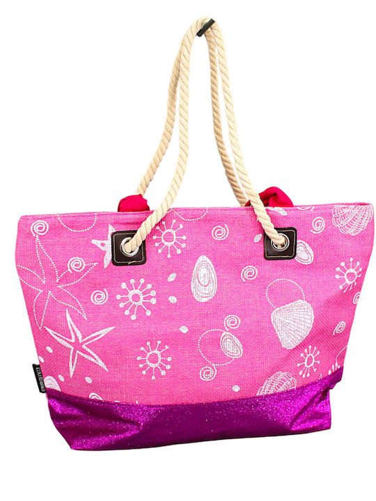 Makwedding Сламена Плажна чанта Fuchsia