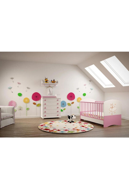 Asterias Bebe Βρεφική Κούνια Φενια Διαιρούμενο Ροζ για Στρώμα 70x140cm