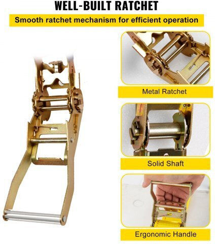 Vevor E-Track Ratchet Straps 18 Pieces 15 Feet Tie-Down Kit for Cargo Van Truck Trailer