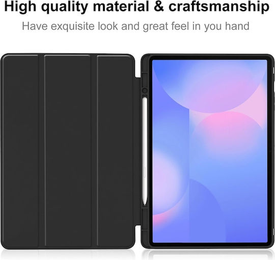 Husă Tabletă Samsung Galaxy Tab S10 FE Plus Suport Stilou Funcție Sleep Wake Skdr Flex Trifold Negru Set Sticker
