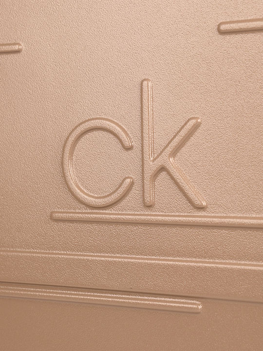 Calvin Klein New Light Μεγάλη Βαλίτσα Ταξιδίου Σκληρή Μπεζ με 4 Ρόδες