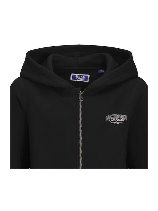 Kids Sweatshirt Cardigan Cotton with Hood Black